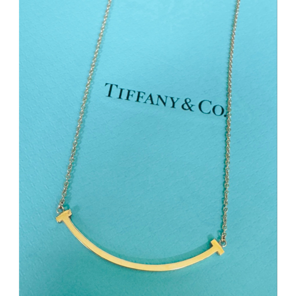 Tiffany & Co. 18k Rose Gold Small T Smile Pendant Necklace 16” Yo 18.1” - Picture 8 of 9